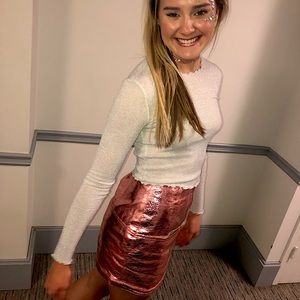 Aritzia - Sunday Best Sparkly Gray Long Sleeve Top